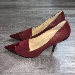 Vintage Bruno Magli Burgundy Red Leather Suede Heels Sz. 42.5 DB0029